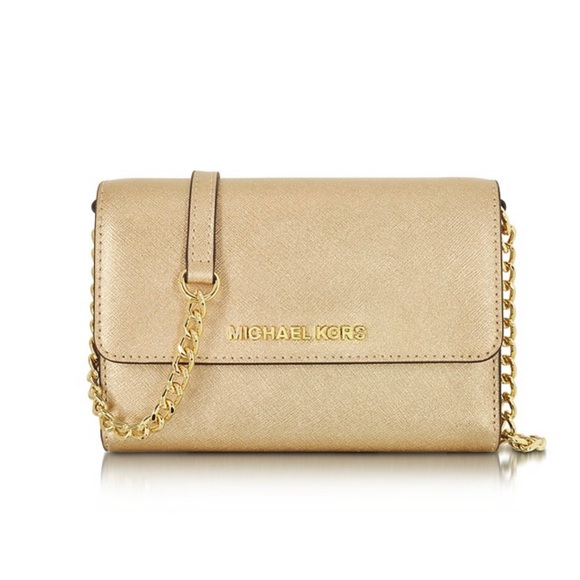 Michael Kors Gold Leather Smartphone Crossbody - Picture 2 of 10